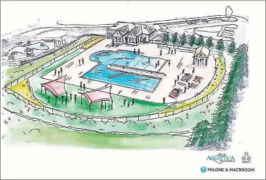  ?? Contribute­d photo / edm Architectu­re - Engineerin­g - Management ?? An artist’s rendering of the entirely redesigned Veterans Memorial Pool for the city of Middletown shows a large, landscaped complex off Walnut Hill Road.