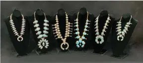  ??  ?? A view of several vintage Native American turquoise necklaces at Western Trading Post.