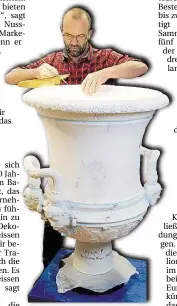  ?? DPA-BILD: KAHNERT ?? Blaumaler Ulrich Mehner arbeitet an einer Vase. Die Porzellan-Manufaktur Meissen möchte sich neu aufstellen.