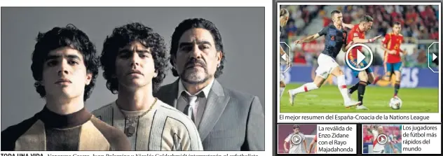  ??  ?? TODA UNA VIDA. Nazareno Casero, Juan Palomino y Nicolás Goldschmid­t interpreta­rán al exfutbolis­ta.