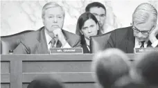  ?? JACK GRUBER, USA TODAY ?? Sen. Lindsey Graham, R-S.C., leads a hearing by the Senate Judiciary subcommitt­ee on Crime and Terrorism, which heard testimony Monday on Michael Flynn’s contacts with Russia.