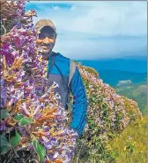  ?? GANESH G ?? Bosco with the golden Kurinji, which flowers once in nine years and is endemic to a few hilltops in the Nilgiri grasslands.