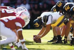  ?? EZRA SHAW — GETTY IMAGES ?? The California offense lines up against the Stanford defense at Stanford Stadium on Nov. 23, 2019, in Palo Alto.