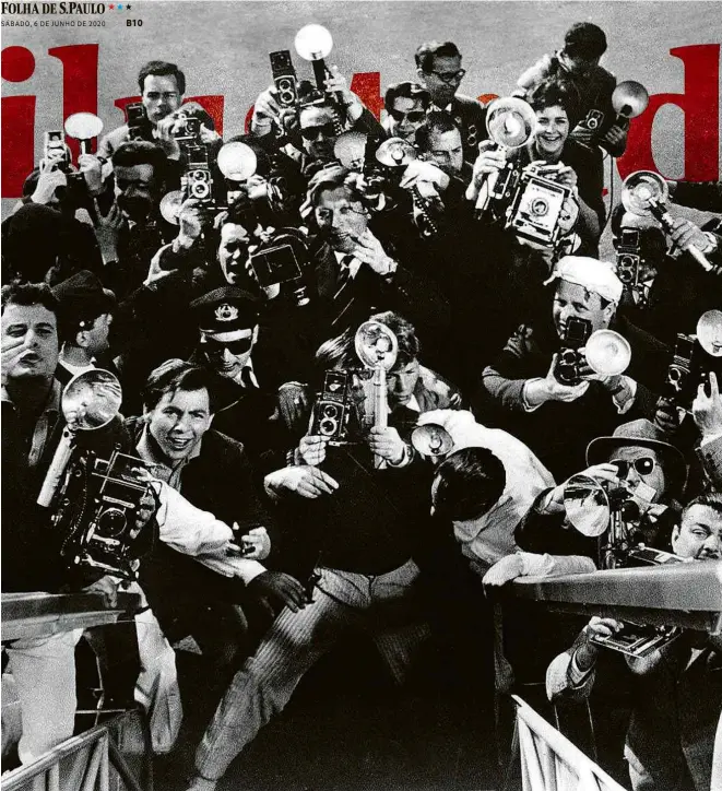  ?? Reprodução ?? Cena do filme ‘A Doce Vida’, clássico do cineasta italiano Federico Fellini que acabou dando origem ao termo paparazzi para os fotógrafos de celebridad­es