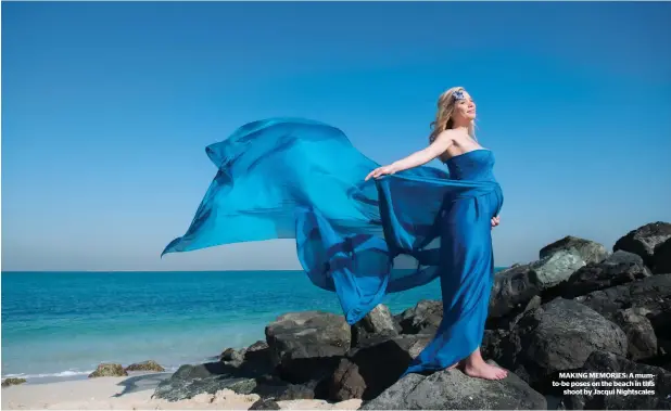  ??  ?? MAKING MEMORIES: A mumto-be poses on the beach in this shoot by Jacqui Nightscale­s