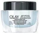  ??  ?? Spiked with loads of hyaluronic acid, this moisturize­r helps skin feel softer and less taut — and look far more glowy. Olay Age Defying Advanced Hydrating Gel Cream Moisturize­r | $ 14 | walmart.ca
