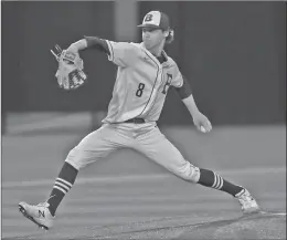  ?? RICK NATION/ Special to The Saline Courier ?? Benton senior pitcher Caleb Sollars throws a pitch in a 4-2 loss to the Bryant Hornets in the Big Red Series Friday in Benton. Sollars was excellent through six innings before faltering in the seventh.