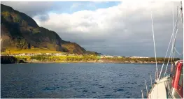  ??  ?? ABOVE RIGHT: Edinburgh of the Seven Seas is the main settlement on Tristan da Cunha. Calshot Harbour is only accessible by dinghy