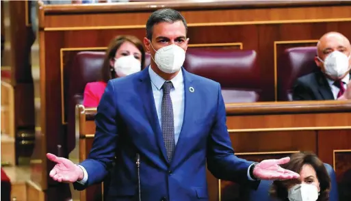  ??  ?? El presidente del Gobierno, Pedro Sánchez, en el Congreso de los Diputados