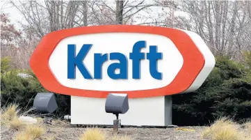  ?? AP ?? This March 25, 2015 file photo shows the Kraft logo outside of the company’s headquarte­rs in Northfield, Illinois.