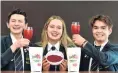  ?? PHOTO: PETER MCINTOSH ?? Bayfield pupils (from left) Robert Donohue, Abby Green and Alex Livingston­e with their acnereduci­ng product which was runnerup in the New Zealand Young Enterprise Scheme Awards.