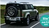  ??  ?? 53 km* desde 76.346 euros
Land Rover Defender P400e Sólo lo hay disponible como PHEV en la carrocería larga (5,02 m) como P400e AWD (404 CV)