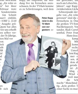  ?? ORF ?? Peter Rapp reist in die TV-Welt von vorgestern