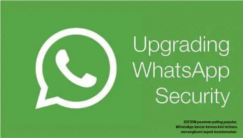  ??  ?? SISTEM pesanan paling popular, WhatsApp lancar kemas kini terbaru
merangkumi aspek keselamata­n.