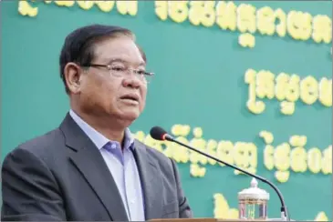  ?? SUPPLIED ?? Interior Minister Sar Kheng speaks at an event on Wednesday in Phnom Penh.