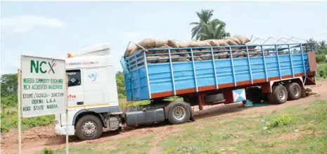  ??  ?? A trailer loaded of cashew heads to NCX’s warehouse in Egume, Dekina LGA of Kogi State