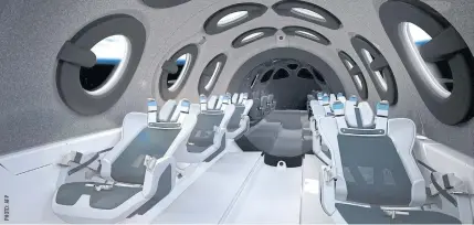  ??  ?? A handout photo shows the interior of Virgin Galactic spaceship, which is set for a July 11 space flight.