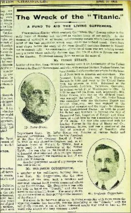  ??  ?? The JC report of the disaster — and its wealthier victims — in April 1912