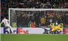  ?? Photograph: Andy Rain/EPA ?? ▲ Gianluigi Donnarumma saves Álvaro Morata’s spot kick in the penalty shootout.