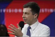  ?? AP PHOTO — CHRIS CARLSON ?? Democratic presidenti­al candidate South Bend, Ind., Mayor Pete Buttigieg speaks during a presidenti­al forum at the California Democratic Party’s convention Saturday in Long Beach, Calif.