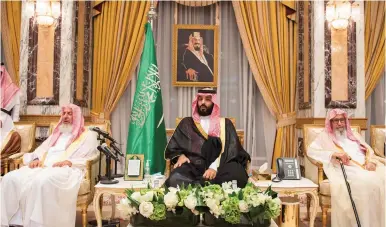  ?? (Reuters) ?? SAUDI ARABIA’S Crown Prince Mohammed bin Salman sits during an allegiance pledging ceremony in Mecca in June.