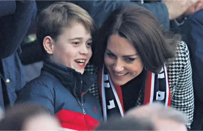  ?? ?? The Duchess of Cambridge and her son Prince George at the Six Nations match between England and Wales at Twickenham; the Duke, right, said the rivalry had become quite the thing in their home