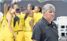  ??  ?? Aces head coach Bill Laimbeer reacts as he walks off the court while the Storm celebrate after winning Game 1 of the WNBA Finals on Friday in Bradenton, Fla.