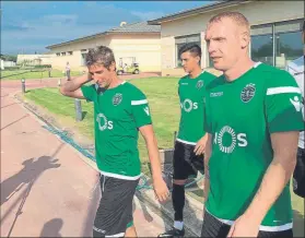  ?? FOTO: SPORTING ?? Fábio Coentrao y Jérémy Mathieu, en un entrenamie­nto del Sporting Club