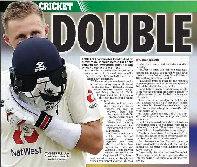  ??  ?? TON-DERFUL: Joe Root celebrates his double century