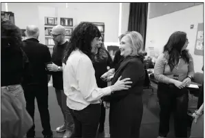  ?? (AP/Jenny Anderson) ?? Director Leigh Silverman speaks with former Secretary of State Hillary Rodham Clinton during a rehearsal for the off-Broadway musical “Suffs” in New York. Clinton and Shaina Taub are joining together as producers of the musical about the suffragist movement.