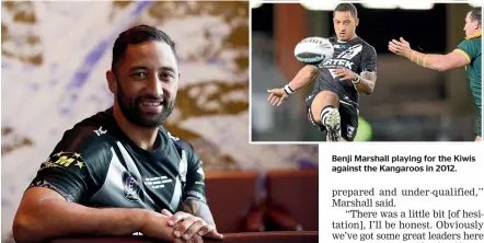  ??  ?? Benji Marshall last captained the Kiwis in 2007. He will once again don the captain’s armband when the Kiwis face the Kangaroos on Friday. Benji Marshall playing for the Kiwis against the Kangaroos in 2012.