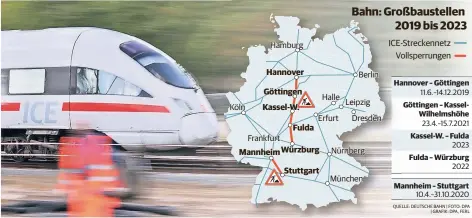  ?? QUELLE: DEUTSCHE BAHN | FOTO: DPA
| GRAFIK: DPA, FERL ?? 11.6.–14.12.201923.4.–15.7.2021202320­2210.4.–31.10.2020