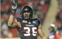  ?? LEAH HENNEL ?? Calgary Stampeders linebacker Glenn Love has proven to be a more than capable backup for the injured Deron Mayo.