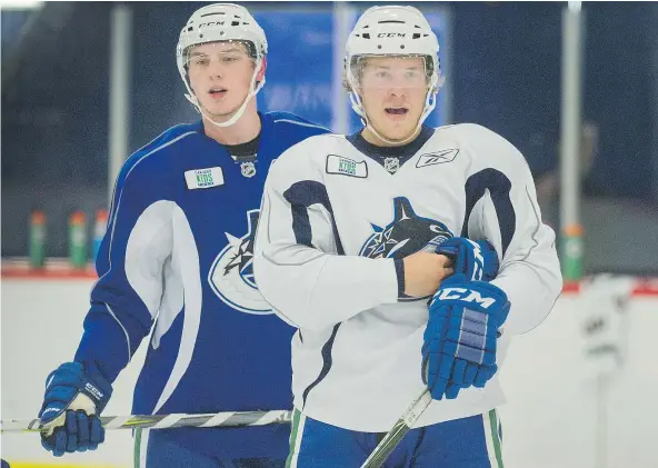  ?? — PNG FILES ?? Vancouver Canucks’ Adam Gaudette, left, and Brock Boeser are on Willes’ top 10 prospect list.