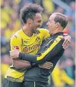  ?? FOTO: DPA ?? Jubelpaar: Pierre-Emerick Aubameyang und Thomas Tuchel