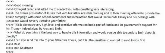  ?? Twitter ?? TRUMP JR. said he released his emails on Twitter in the interest of transparen­cy, but he did so only after the New York Times told him it was about to publish them.