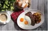  ??  ?? Steak and eggs