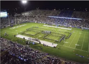  ?? Christian Abraham / Hearst Connecticu­t Media ?? Opening day football action between UConn and Wagner at Rentschler Field in East Hartford in 2019.