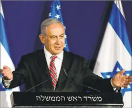  ?? Ronen Zvulun Associated Press ?? PRIME MINISTER Benjamin Netanyahu faces challenges from several former aides who have broken from his party in Israel but share his right- wing ideology.