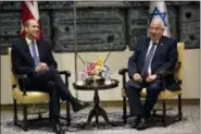  ?? DUSAN VRANIC — THE ASSOCIATED PRESS ?? Britain’s Prince William meets Israeli’s President Reuven Rivlin, right, Tuesday in Jerusalem.