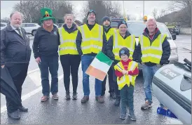  ?? ?? David Carey, Olan O’Farrell, Louise Feeney, Jeff Carroll, Eoin Burke, Des Browne and Pat and Tom English ready and waiting to start the parade.