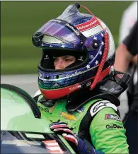  ?? AP/JOHN RAOUX ?? Danica Patrick climbs from her car Sunday after time trials for the Daytona 500. Sunday’s 500 will be Patrick’s final NASCAR start, leaving 44-year-old Jennifer Jo Cobb (Truck Series) as the only female driver in the NASCAR’s three top series.