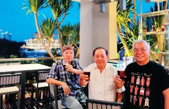  ?? ?? (From right) The columnist with his best pals, Richard CS Wee and Dato Goh Leng Chua – all of whom, once upon a time, were young students and they too wanted to change the world.