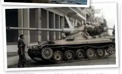  ??  ?? AMX-13/75mm gunned light tank of the French 7th Mobile Mechanised Division in the streets of Port Said