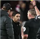  ?? ?? BOOKED: Arteta sees yellow