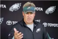  ?? CHRIS SZAGOLA — THE ASSOCIATED PRESS ?? After a surprising 3-0 start gave the Eagles’ fan base reason to believe in the new coach, Doug Pederson has been left to explain two consecutiv­e losses. And now old friend Sam Bradford and the unbeaten Vikings are coming to town.