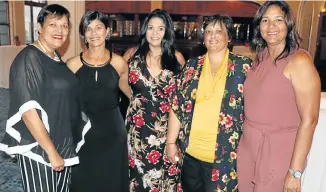  ?? Picture: BRIAN WITBOOI ?? A DATE WITH NATURE: Guests, from left, Vanita Erasmus, Bridget Jansen, Shereen Govender, Waseemah Bosman and Anita Knipp were at the Alushi Foundation Trust’s Romance With Mother Earth dinner at the Feather Market Centre on Valentine’s Day. The function aimed to raise funds for an aquaponics project in the Bay