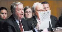  ?? J. Scott Applewhite ?? The Associated Press Sen. Lindsey Graham, left, R-S.C., will offer legislatio­n that would allow states to create their own health care plans.