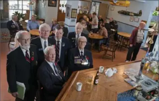  ?? GARY YOKOYAMA, THE HAMILTON SPECTATOR 447 Wing, the Mount Hope branch of the Royal Canadian Air Force Associatio­n, is being threatened with closure. Members and executive of the 447 Wing are, front from left, former Lancaster pilot Jack Finan and D-Day ve ??