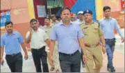  ?? HT PHOTO ?? DM Ravindra Kumar along with officials at Fatehgarh Jail.